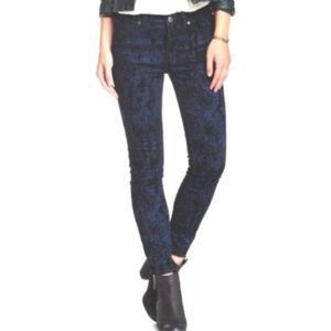 Free People Low Rise Indigo Jacquard Skinny Jeans